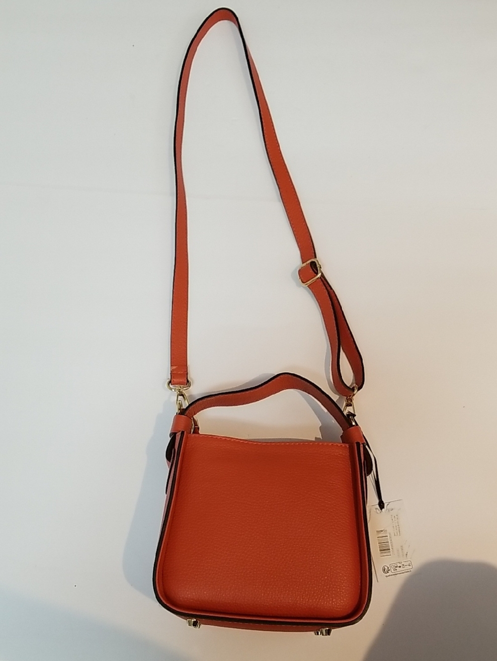 Structured Orange Crossbody Bag with Adjustable Strap